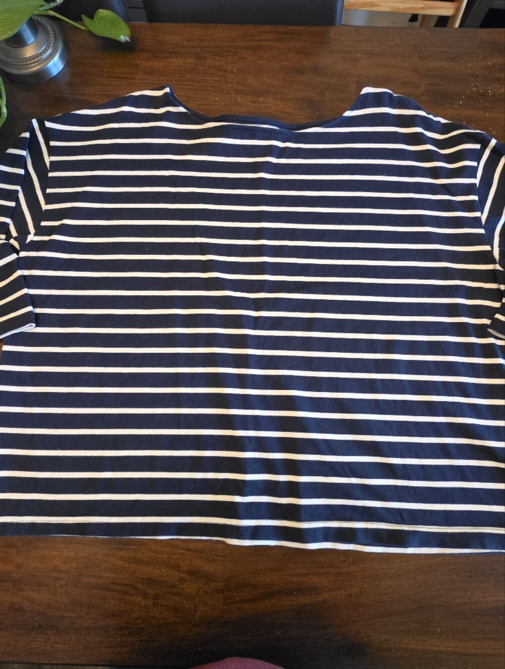 L.L.Bean Blue and White Striped Short Sleeve Boatneck Top Tee - Women's 2X Plus